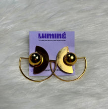 Cargar imagen en el visor de la galería, Aretes Bronce Sol y Luna Rodio Premium
