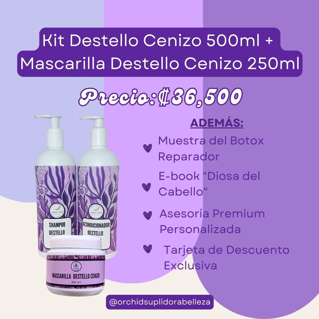 Kit  Shampoo + Acondicionador 500ml + Mascarilla de 250ml Destellos de Color