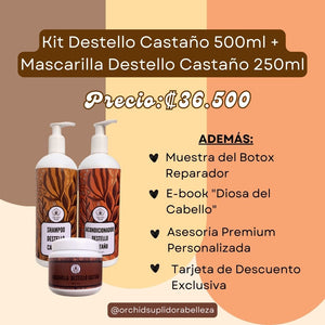 Kit  Shampoo + Acondicionador 500ml + Mascarilla de 250ml Destellos de Color