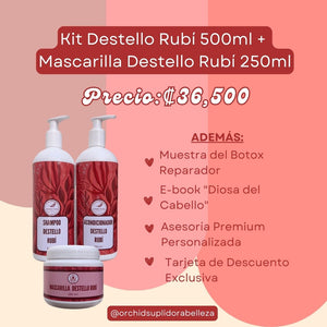 Kit  Shampoo + Acondicionador 500ml + Mascarilla de 250ml Destellos de Color