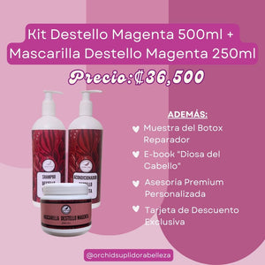 Kit  Shampoo + Acondicionador 500ml + Mascarilla de 250ml Destellos de Color