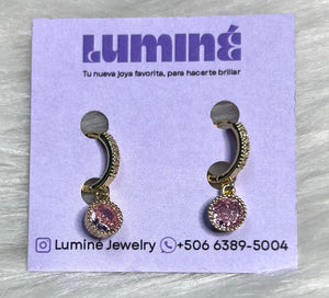Arete Huggie Rosa Candy Rodio Premium