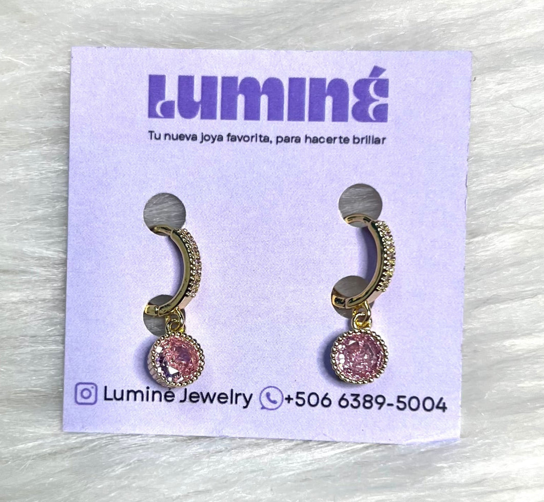 Arete Huggie Rosa Candy Rodio Premium